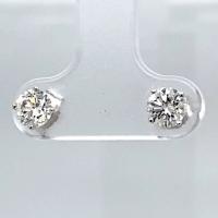14KT White Gold 9/10 ct I-J SI3/I1 4 Prong Martini Pushback Solitaire Earrings