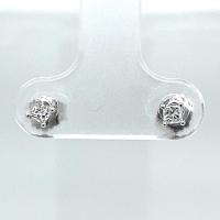 14KT White Gold 1/6 ct G-H I1-/I2+ Princess Pushback Solitaire Earrings